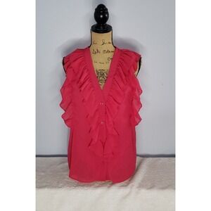 Rachel Zoe Womans NWT Sleeveless Blouse with‎ Ruffles Large pink